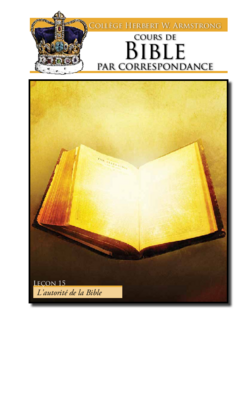 Leçon 15 : Le livre des livres—la Sainte Bible